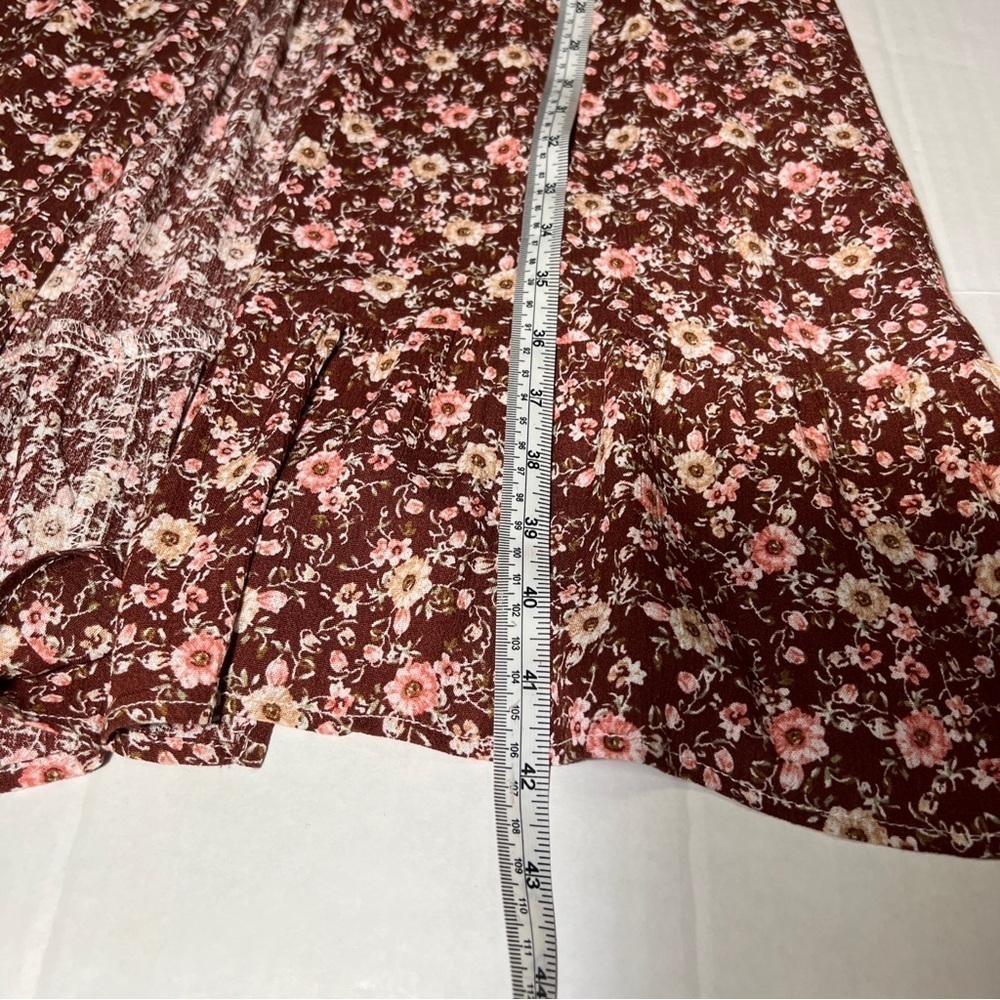 Vintage Jody California Cover Up Flower Print Flare Sleeve Womens Brown Sz L/XL - Picture 13 of 13